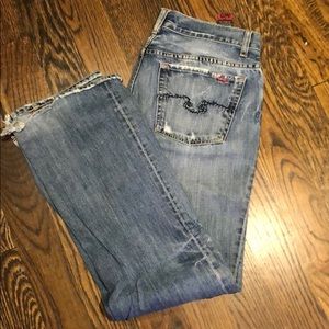 Distressed vintage jeans